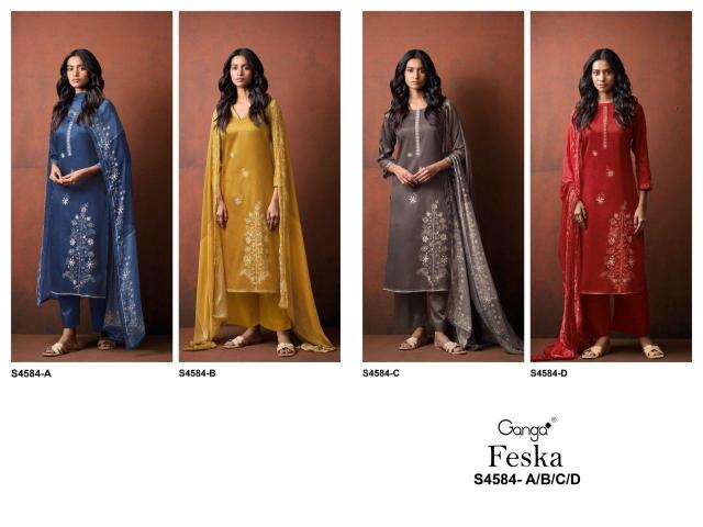 Ganga feska 4584 textiles wholesale dress material and kurtis